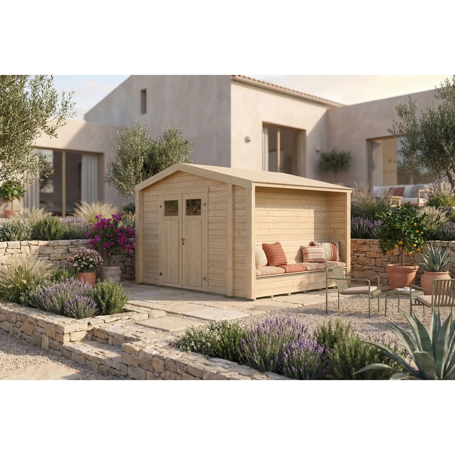 Weka Holz-Gartenhaus Killarney mit Satteldach in Natur Unbehandelt B: 361 cm, T: 313 cm, H: 246 cm - Bild 2