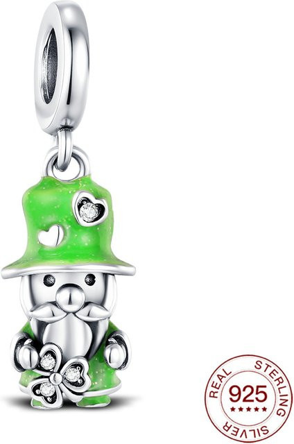 Charm-Anhänger 925 Silber, grüner Hut und Elfen, Damen - Bild 1