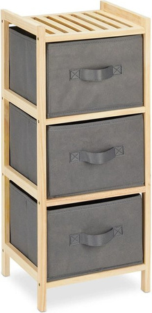 Relaxdays Badregal aus Holz in Grau mit 3 Körben, faltbar und freistehend, B/T/H: 65 x 28 x 25,5 cm