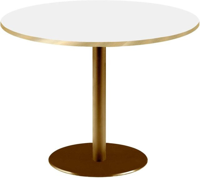 RestooTab Tisch Rome XL rund mit weißer Platte und goldmetallic Gestell, Höhe: 75 cm, Durchmesser: 120 cm - Bild 1
