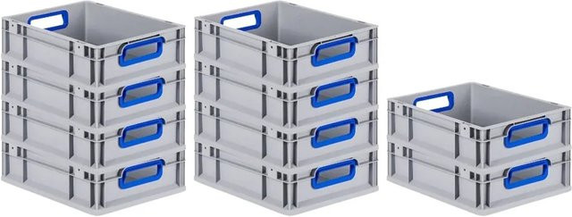 PROREGAL Spar Set 10x Eurobox Nextgen Color Transportboxen mit Griffen, Blau, H x B x T: 12 x 30 x 40 cm, 11 Liter, Glatter Boden - Bild 1