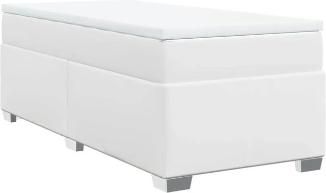 vidaXL Boxspringbett mit Matratze in Weiß aus Kunstleder, B/T: 80 x 200 cm - Bild 1