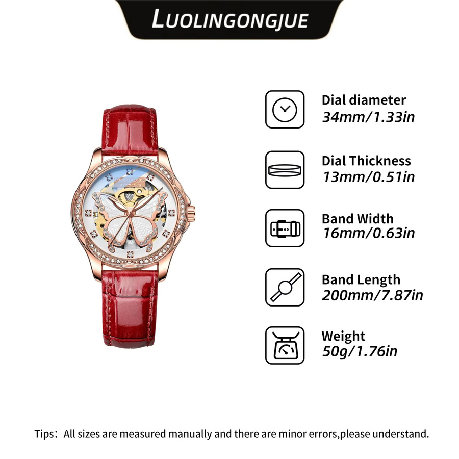LUOLINGONGJUE Armbanduhr Automatik, Edelstahl, Roségold, Diamant, Damen - Bild 2