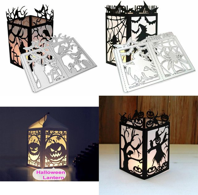 Halloween Box Laterne Metall Schneidwerk und Stanzschablone für Scrapbooking und Papierhandwerk in Silber - Bild 1