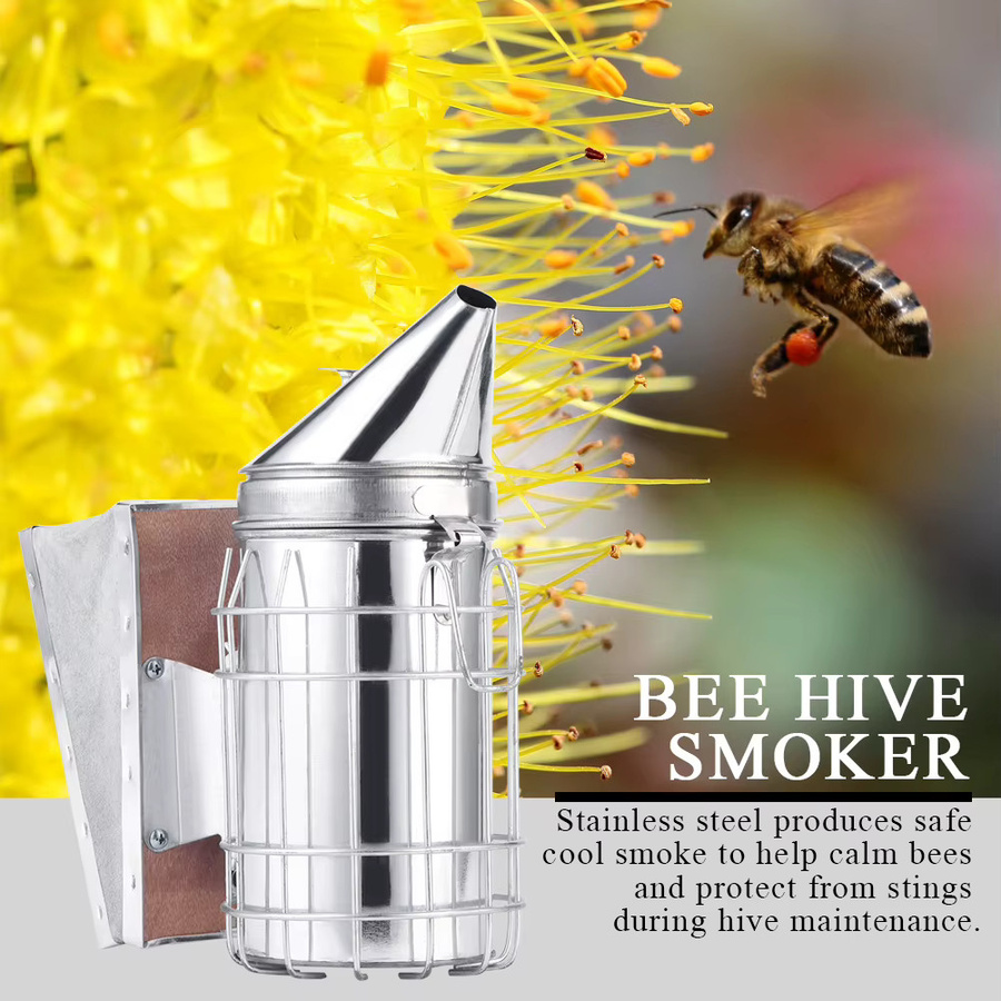 Aramox Bienenstock-Räucher aus Eisen mit integrierter Heizplatte in Silber - Bild 2
