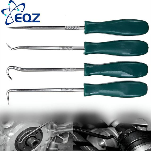 EQZ 4-teiliges Auto-Öldichtungs-Schraubendreher-Set mit Hakenwerkzeugen und O-Ring-Dichtungsentferner in Grün, Länge: 130 mm - Bild 1