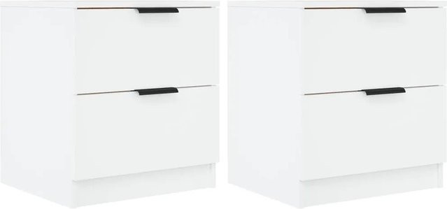 vidaXL Nachttische 2er Set Weiß aus Holzwerkstoff für das Schlafzimmer B/T/H: 39 x 50 x 39 cm - Bild 1