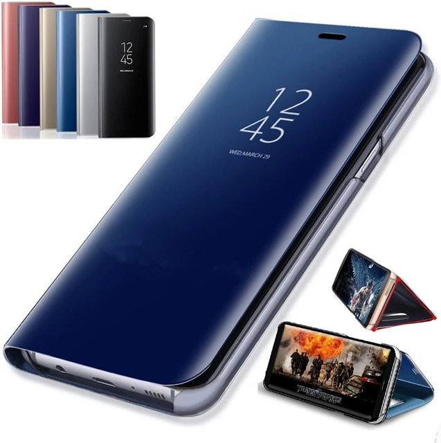 Spiegel Flip Case mit Standfunktion für Samsung Galaxy A55 A35 A25 A15 A54 A53 A52 A73 A72 A14 A13 A12 A24 A34 A33 A32 in Gold und Blau - Bild 1