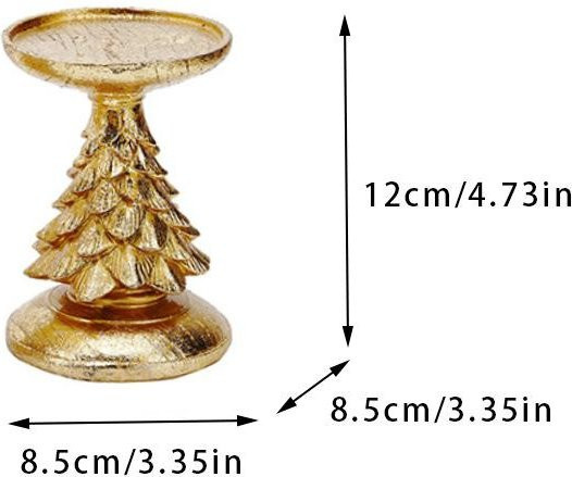 Yiran Furniture Kerzenständer Weihnachtsbaum im europäischen Stil, Gold und Beige, Teelichthalter aus Harz für die Weihnachtsdekoration - Bild 1