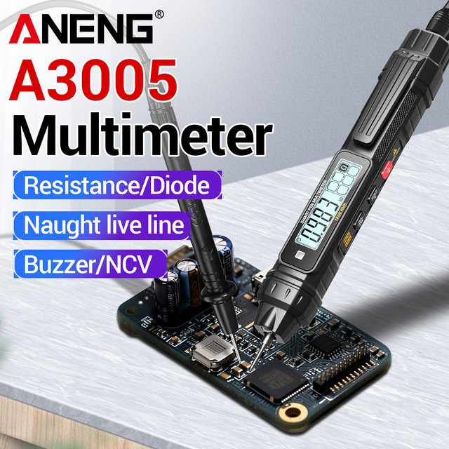 ANENG A3005 Elektriker-Spezialmultimeter im Stiftformat mit NCV-Induktionsmessung und Nullleiter-Erkennung in Schwarz - Bild 1