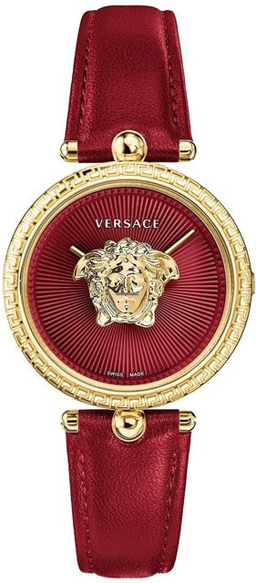 Versace Armbanduhr, Quarz, Edelstahl, Leder, Rot, 34 mm, Damen - Bild 1