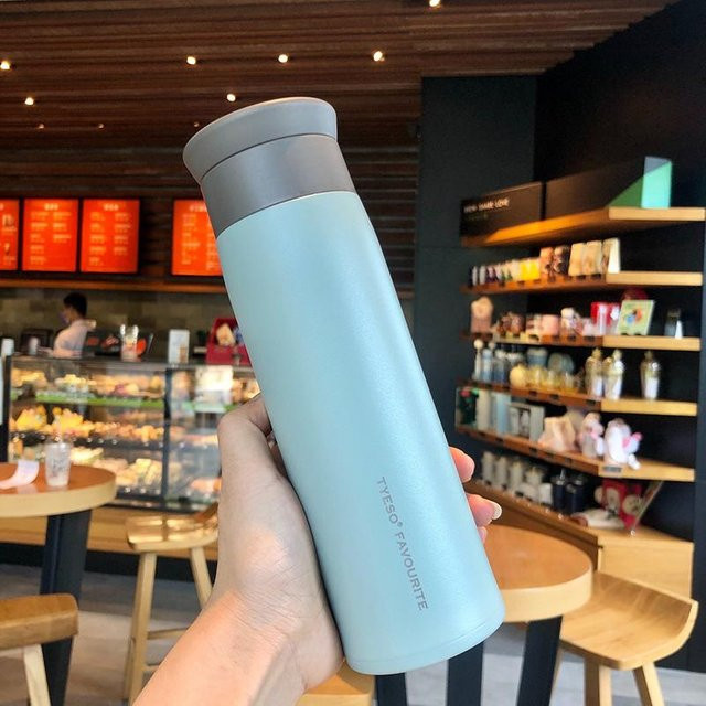 TYESO Isolierte Thermoskanne aus Edelstahl mit mattierter Oberfläche, tragbarer Vakuumbecher für unterwegs, 350 ml - Bild 1