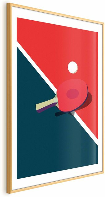Plakat mit Tischtennis-Motiv: Ball und Schläger auf dem Tisch - Bild 1