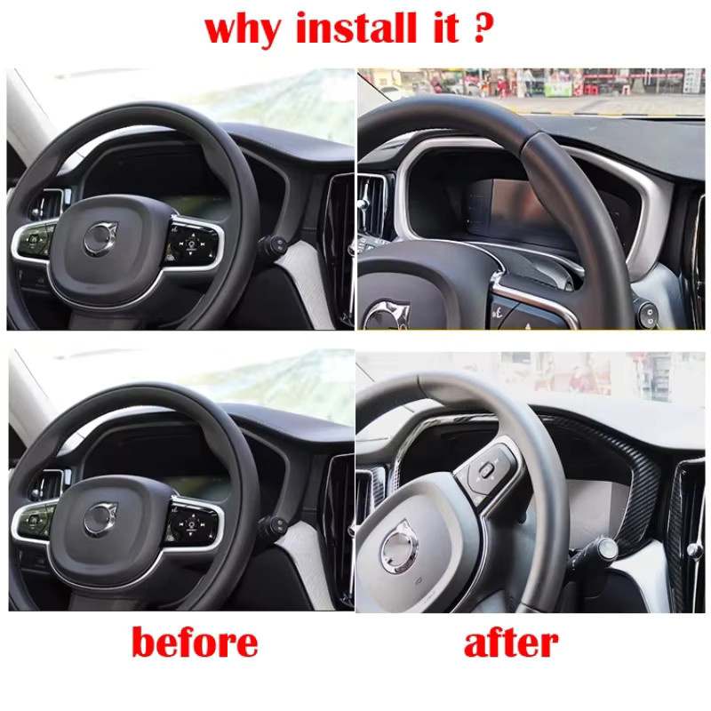 Iyacath Dashboard Instrument Bildschirm Dekoration Abdeckung für Volvo XC60 2018-2022 in Schwarz Carbon Faser Optik - Bild 2
