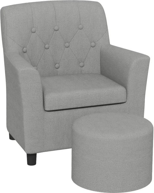 AIYAPLAY Kindersessel mit Fußhocker in Grau mit Rautenmuster und Holzrahmen, B/T/H: 45 x 43 x 50,5 cm - Bild 1