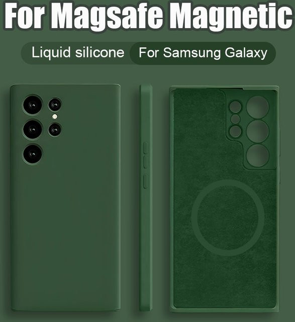 Stoßfeste MagSafe Silikon Schutzhülle für Samsung Galaxy S25 Ultra, S24, S23, S22, S21 in Blau mit magnetischer drahtloser Ladefunktion - Bild 1