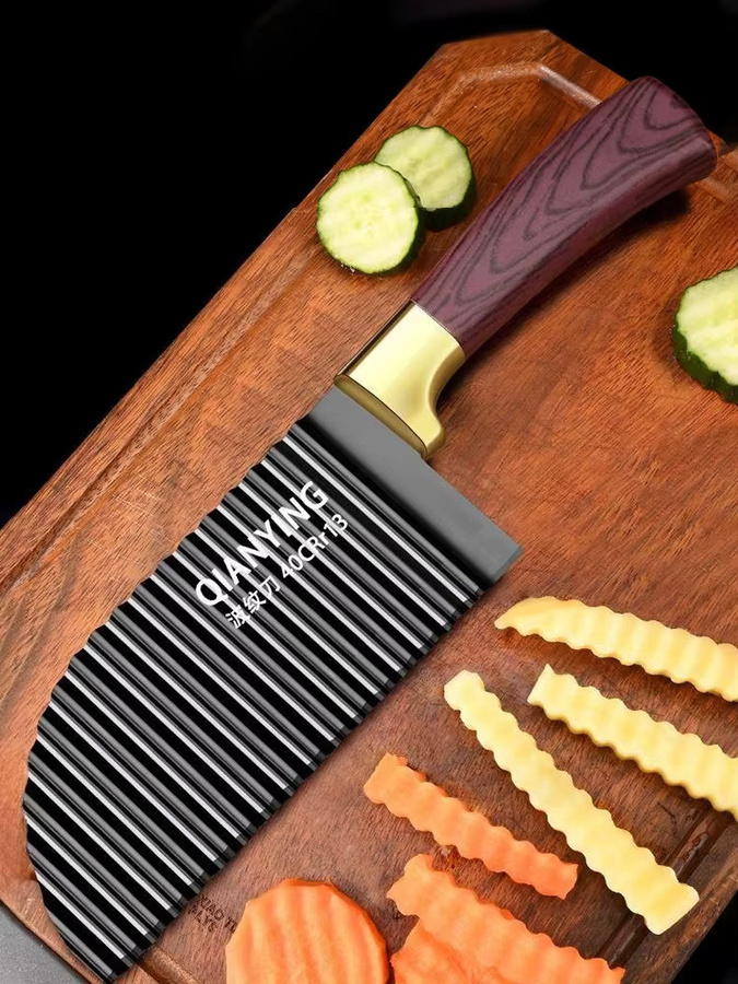 PLYS Welliges Gemüsemesser aus Edelstahl in Schwarz für Pommes Frites und Kartoffeln - Bild 6