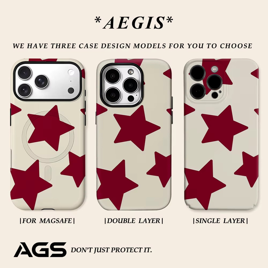 Burgundy StarS Robuste Magnetische Handyhülle für iPhone 17 16 15 14 13 Pro Max Plus, Doppelschichtige Schutzhülle in Rot - Bild 2