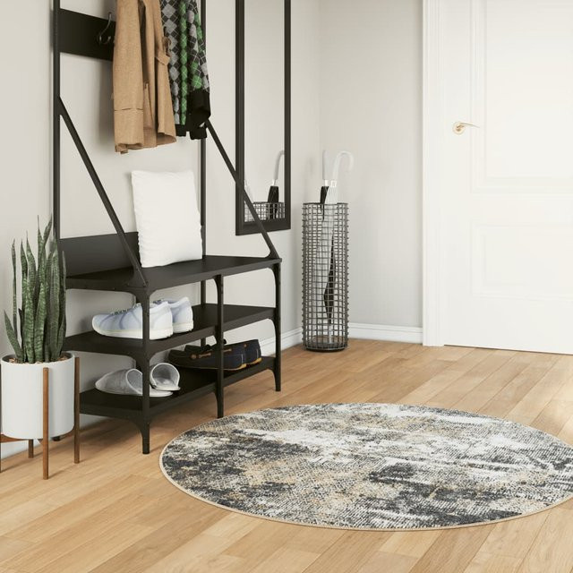 vidaXL Teppich modern und abstrakt, Mehrfarbig, Ø 120 cm, Waschbar und Rutschfest - Bild 2