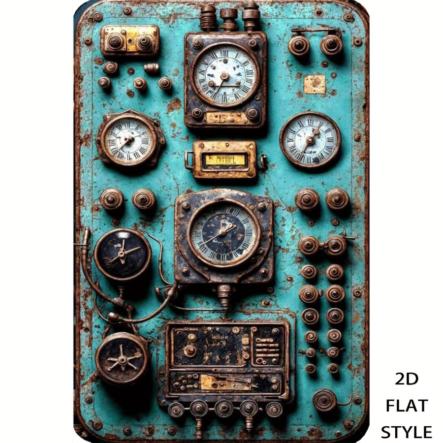 CIFBUY Vintage Industrielle Metall-Wandkunst mit Zahnrädern, Abstraktes Geometrisches Design in Teal-Blau und Weiß - Bild 2