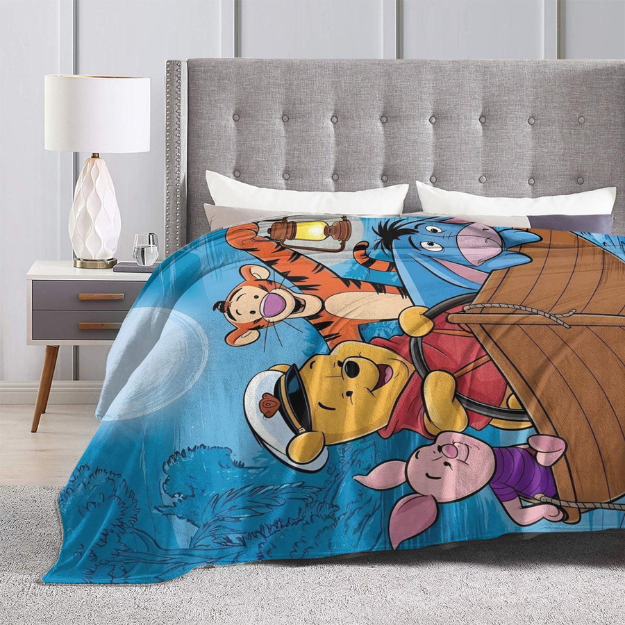LjqNine Winnie Puuh Flanell Strickdecke für Kinder, Mehrfarbig, B/H: 75 x 90 cm - Bild 2
