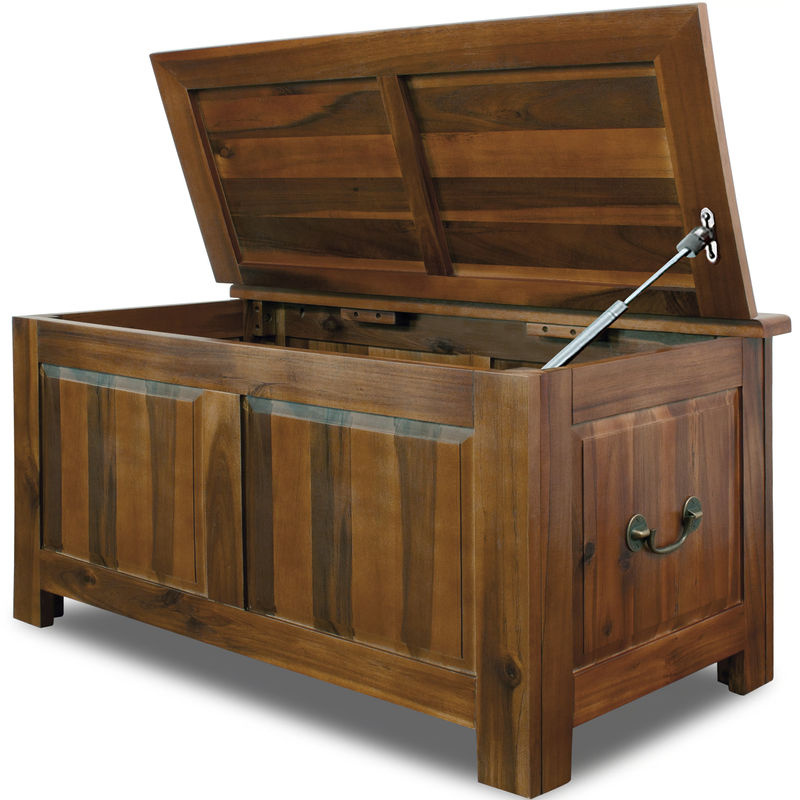 Deuba Holztruhe aus Akazienholz in Braun im Antik-Look, B/T/H: 85 x 44 x 48 cm - Bild 3