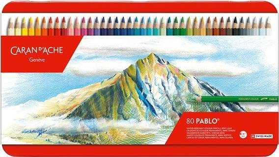 Caran d'Ache Pablo Buntstifte Set mit 80 Farben in einem Metalletui aus Zedernholz, Mehrfarbig - Bild 1
