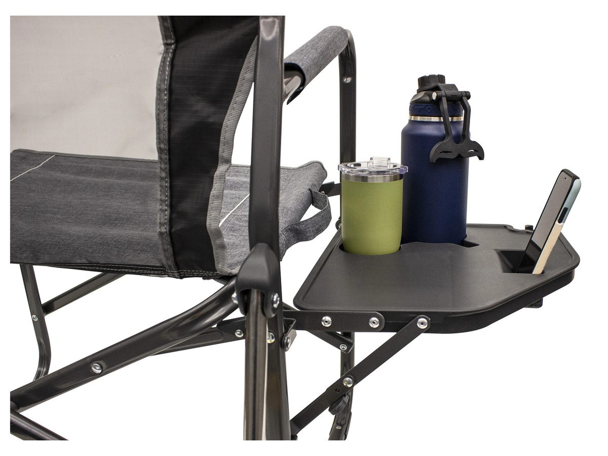 GCI Freestyle Rocker Campingstuhl mit Schaukelfunktion und Seitentisch, Farbe: Grau - Bild 2