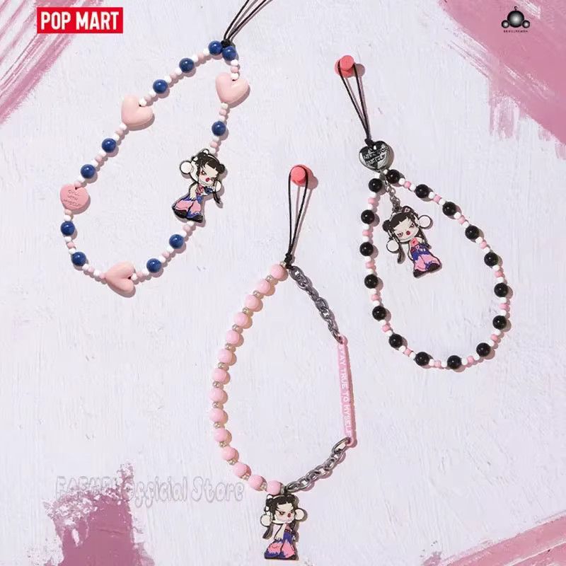 POP MART Skullpanda Cheers to Myself Serie Handy Lanyard Blind Box Anime Figur Pink Version - Bild 1