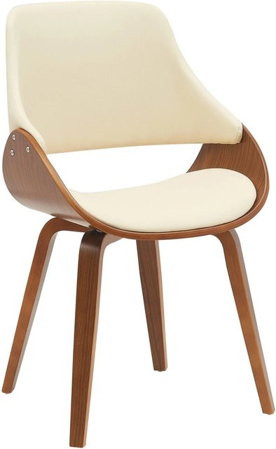 DELUKE Esszimmerstuhl GILIS aus Kunstleder in Walnuss und Creme, B/T/H: 52 x 54 x 86 cm - Bild 1