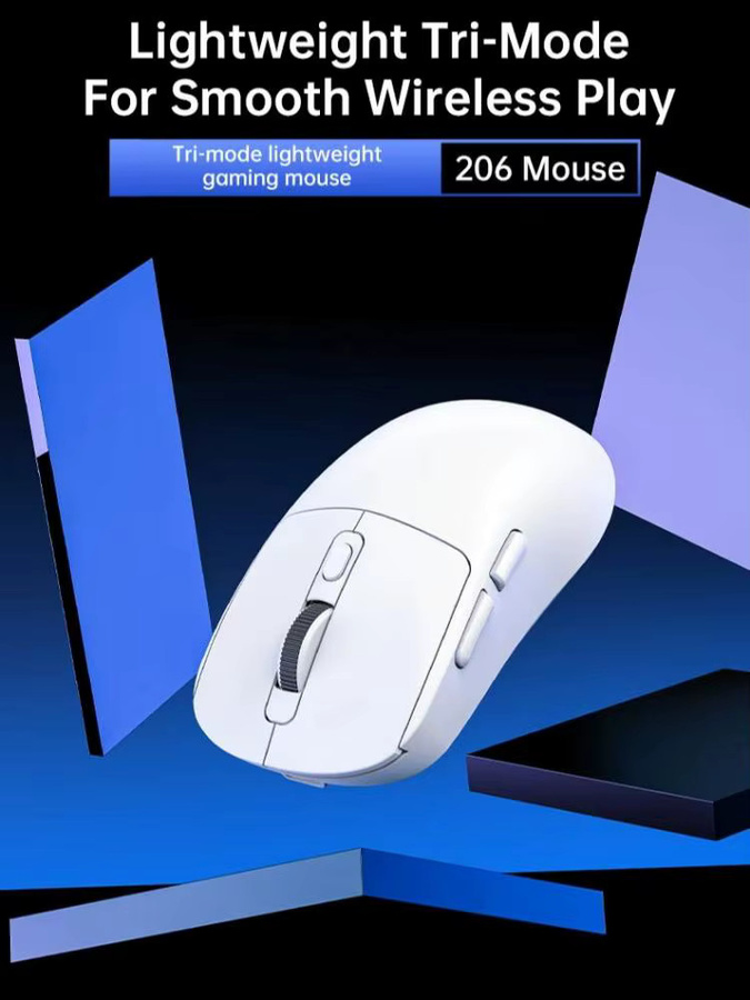 Kebidumei Kabellose Gaming Maus mit 8000 DPI, Bluetooth und 2,4 GHz Verbindung, Wiederaufladbare Maus mit 6 Tasten in Weiß - Bild 7