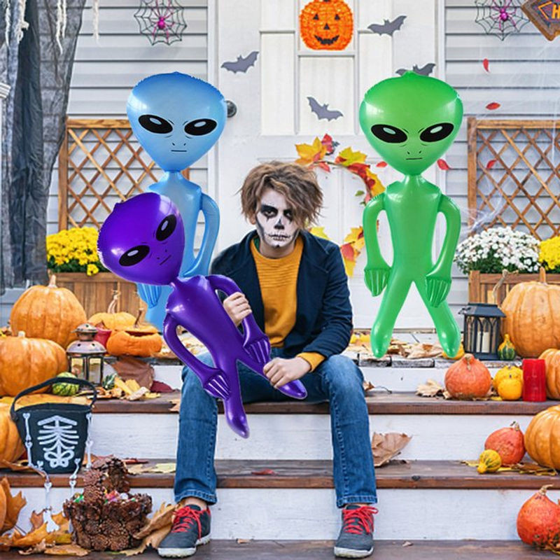 Aufblasbarer Jumbo-Alien aus Kunststoff als grüne Partydekoration für Geburtstag und Halloween - Bild 1