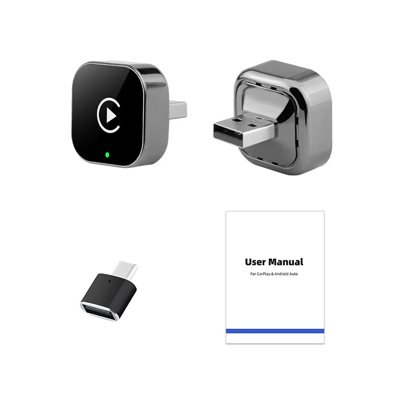 uhulamb 2-in-1 CarPlay und Android Auto Adapter, USB-C Konverter von kabelgebunden zu kabellos, Schwarz - Bild 7