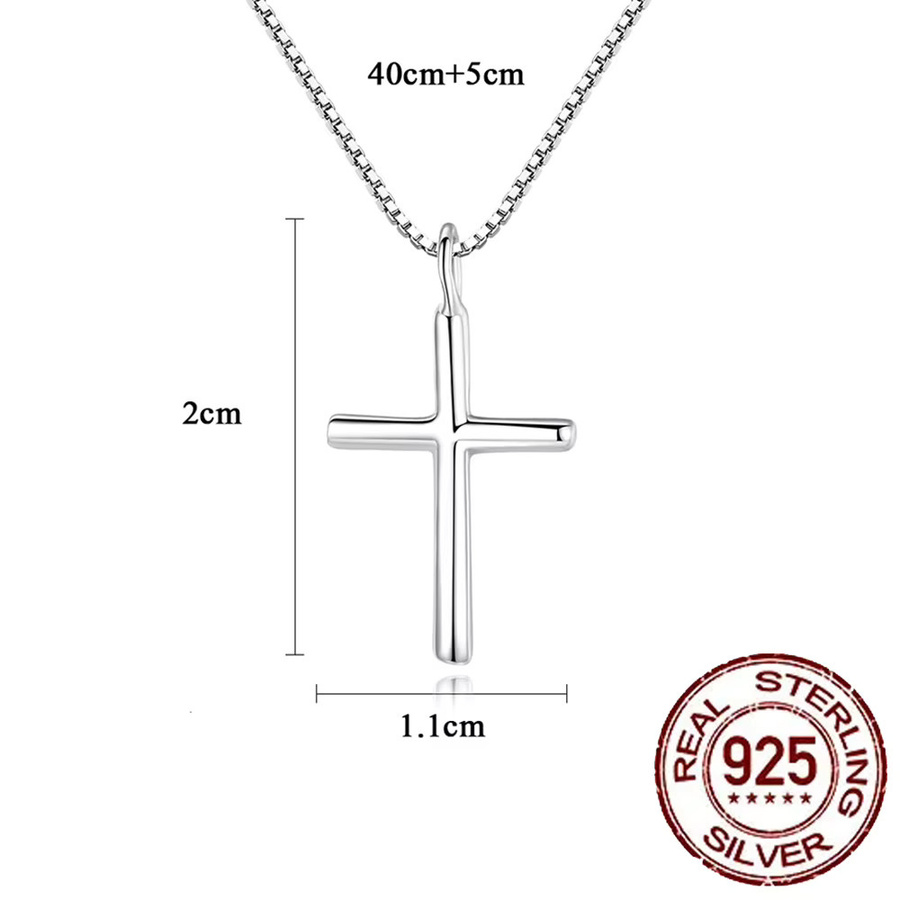 CWWZircons Halskette mit Kreuz Anhänger, 925 Silber, Zirkonia, Damen - Bild 2