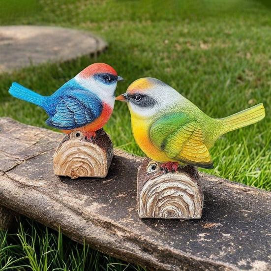 Dekoratives Vogelornament von Amusedly in Blau mit lichtausgelöstem Vogelgeräusch aus Harz - Bild 1