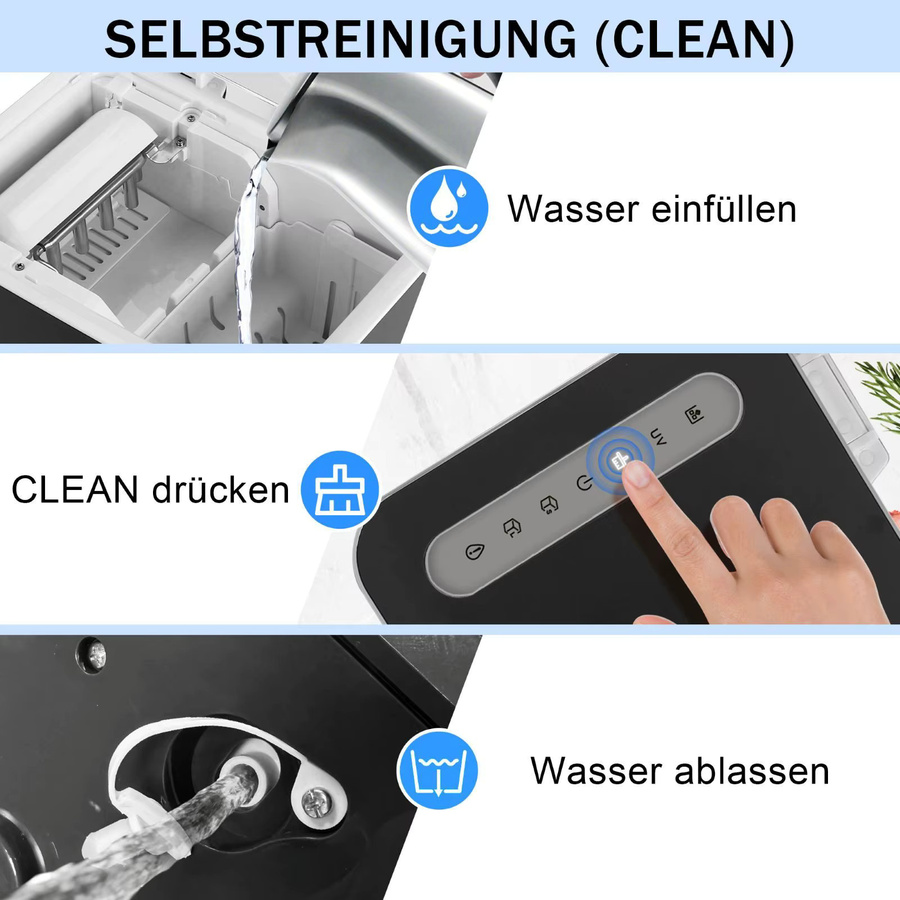Cliheet Tragbare Eiswürfelmaschine für die Arbeitsplatte, Schwarz - Bild 4