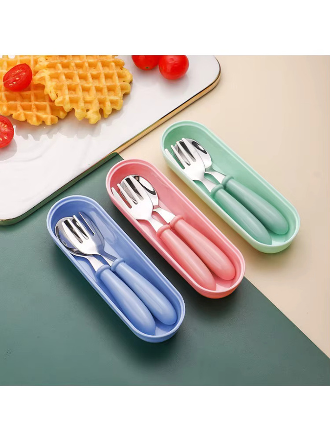 DUTRIEUX Personalisiertes Kinder Besteckset aus Edelstahl mit Gravur, 2-teiliges Set aus Gabel und Löffel in Pastellfarben - Bild 3