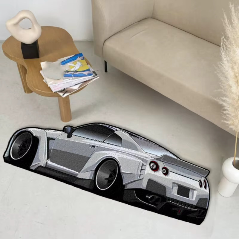 VIKAMA Sportwagen-Dekoteppich in Grau, weicher Plüschteppich für Schlafzimmer und Sofa, Breite: 120 cm, Tiefe: 40 cm, Höhe: 40 cm - Bild 2