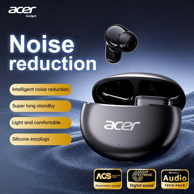 Acer Ohr627 Kabellose In-Ear Bluetooth-Kopfhörer mit HiFi-Klangqualität und Anrufgeräuschunterdrückung, Typ-C-Ladefunktion, Schwarz oder Weiß - Bild 1