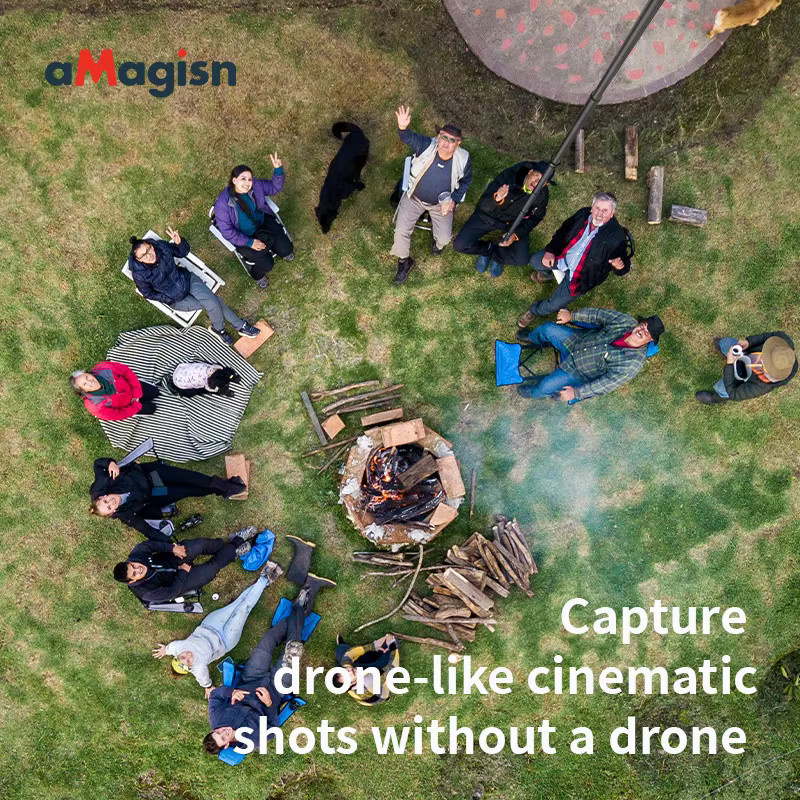 aMagisn Unsichtbarer Selfie-Stick aus Kohlefaser, 3 m erweitertes Einbeinstativ in Schwarz, Zubehör für GoPro Max, Insta360 X3 X4 X5 und DJI Osmo 360 - Bild 3