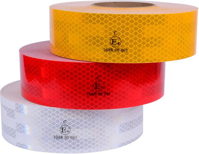 Reflektierendes PET-Sicherheitsband Satop Cinta, wasserdicht und selbstklebend, Farben: Weiß, Rot, Gelb, Breite: 5 cm, Länge: 1 m - Bild 1