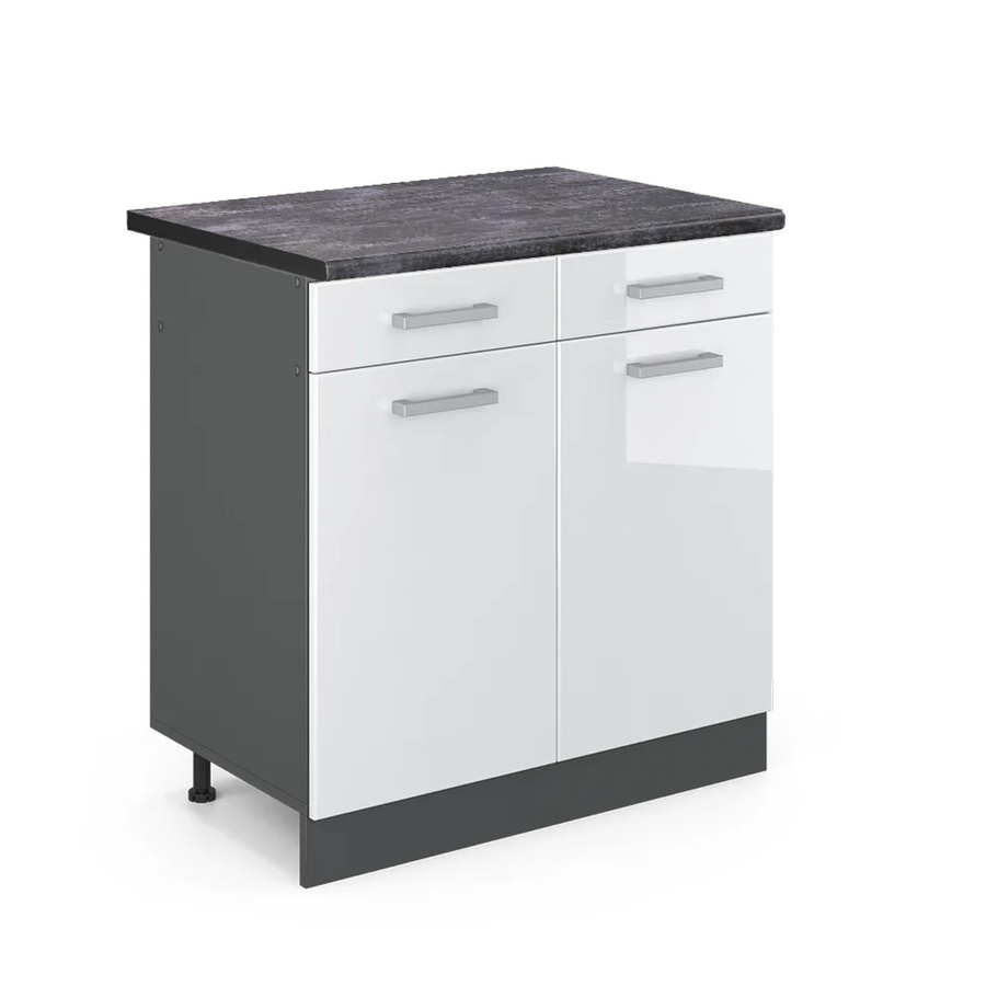 Vicco Küchenunterschrank R-Line Weiß Hochglanz Anthrazit B: 80 cm, T: 60 cm, H: 81,6 cm - Bild 2
