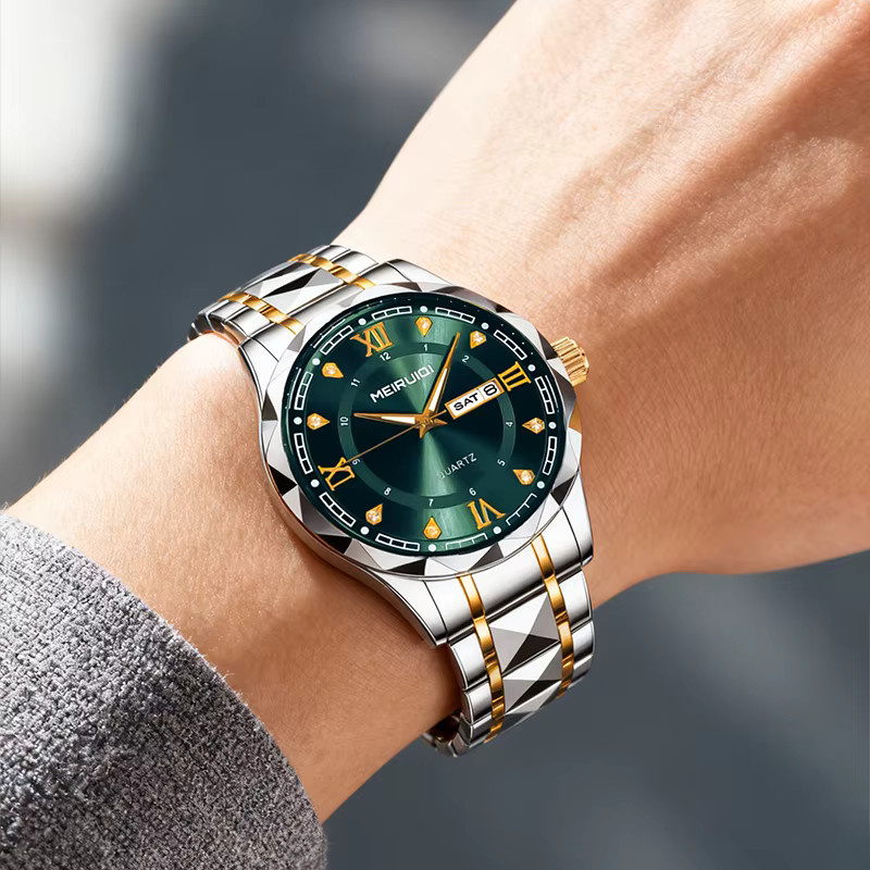 MEIRUIQI Armbanduhr, Quarz, Edelstahl, Blau, Herren, Datum - Bild 5