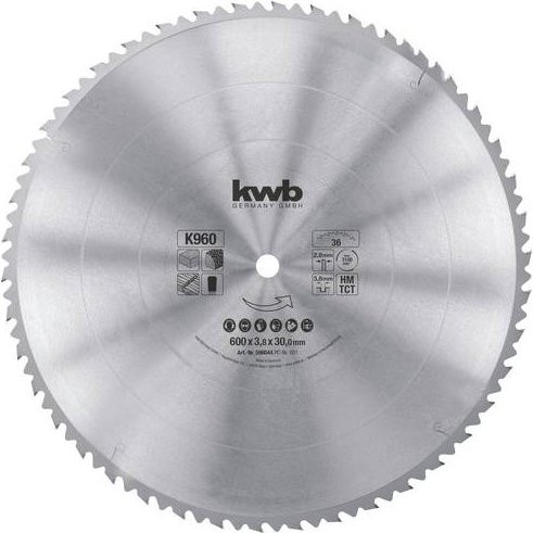 Kwb 596044 Kreissägeblatt für Holz und Kunststoff, Carbide Tipped, Farbe: Silber, Durchmesser: 60 cm, Bohrung: 3 cm - Bild 1