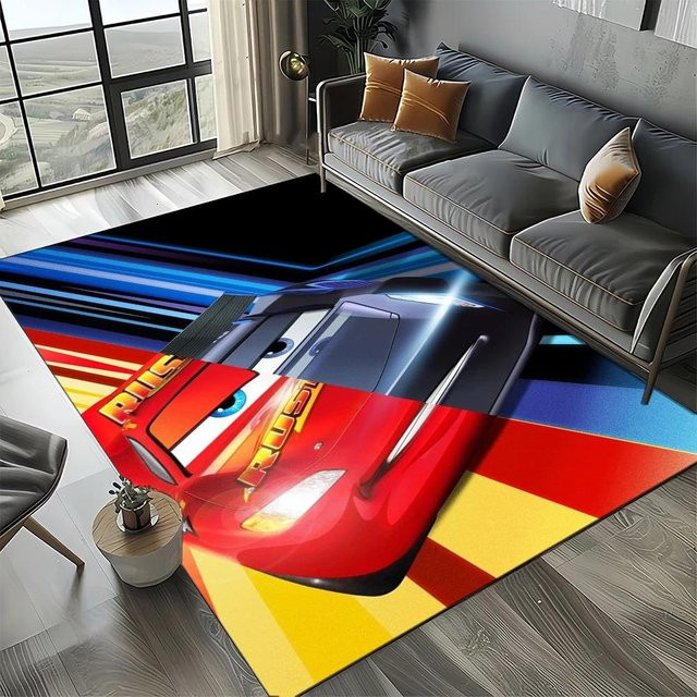 MINISO Disney Cars Lightning McQueen Kinder Teppich Motiv Bodenmatte für Wohnzimmer und Kinderzimmer, B/T: 80 x 50 cm, Mehrfarbig - Bild 1