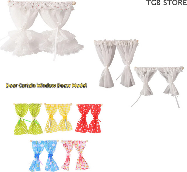 DIAPER&CORED Miniatur Vorhang, Weiß, Stoff Spitze, 1:12 - Bild 1