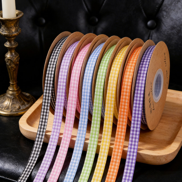 8 Rollen kariertes Polyesterband von OEMOO in Grün und Mehrfarbig, 3/8 Zoll Gitterband für Haarschmuck, Basteln und Weihnachtsdekoration - Bild 1