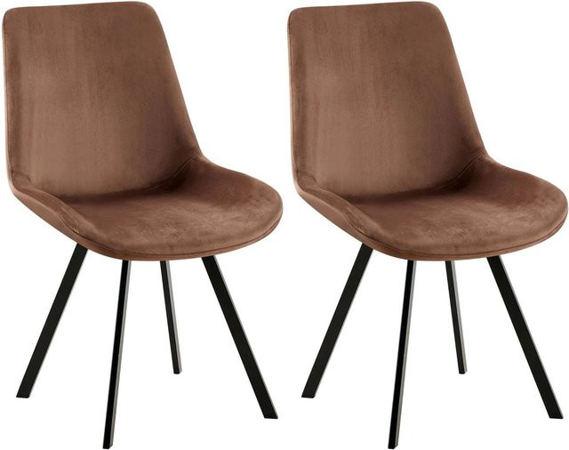 DELUKE 2er Set Esszimmerstühle LOVER aus Samt in Braun, B/T/H: 53 x 59 x 89 cm - Bild 1