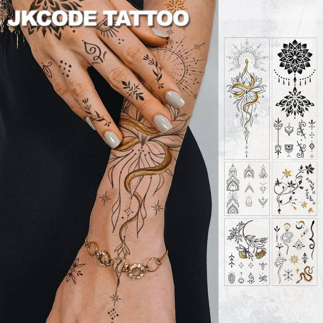 JKCODE TATTOO Set temporäre Tattoos, 6-teilig, Ramadan-Stil, wasserdicht - Bild 1
