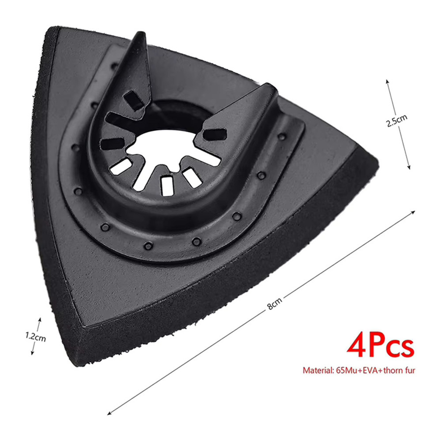 4er-Set Dreieckige Schleifpads für Oszillierende Multi-Tools, Durchmesser: 80 mm, Farbe: Schwarz - Bild 4